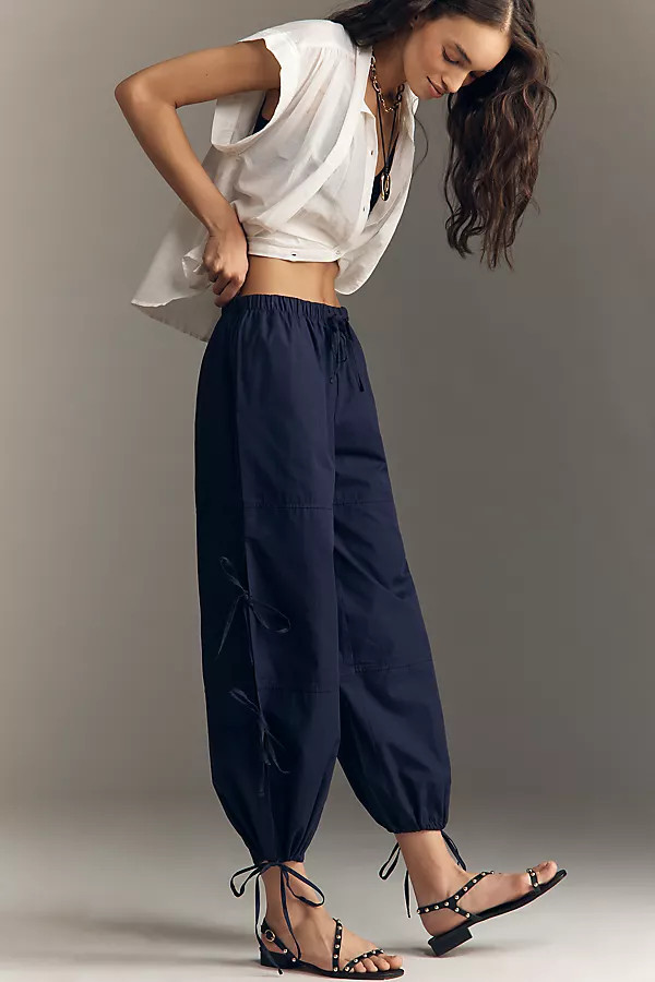 Maeve Cotton Poplin Ankle-Tie Balloon Pants | Anthropologie (US)