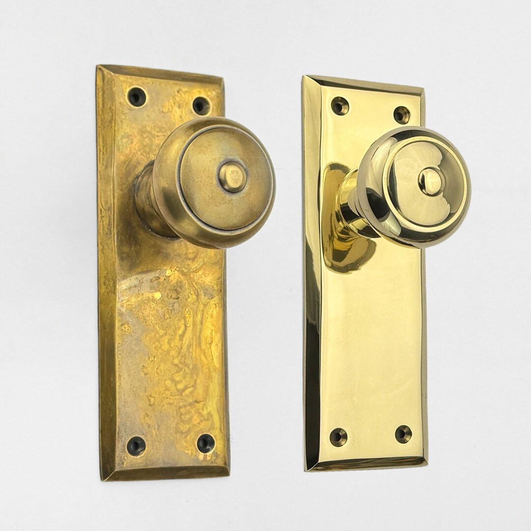 Unlacquered Antique Brass Door Knobs - Etsy | Etsy (US)