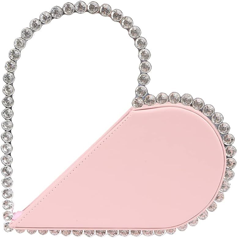 LUPBOK Cute Heart Shape Evening Clutch Purse for Women Rhinestone Diamond Frame Purse Bag Wedding... | Amazon (US)