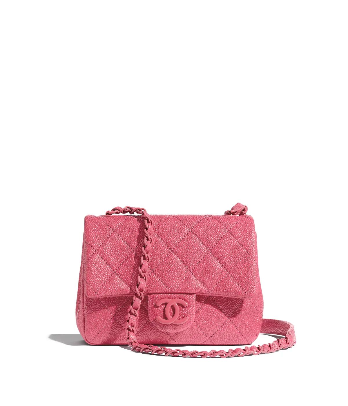 Flap Bag, grained calfskin & lacquered metal, light pink - CHANEL | Chanel, Inc. (US)