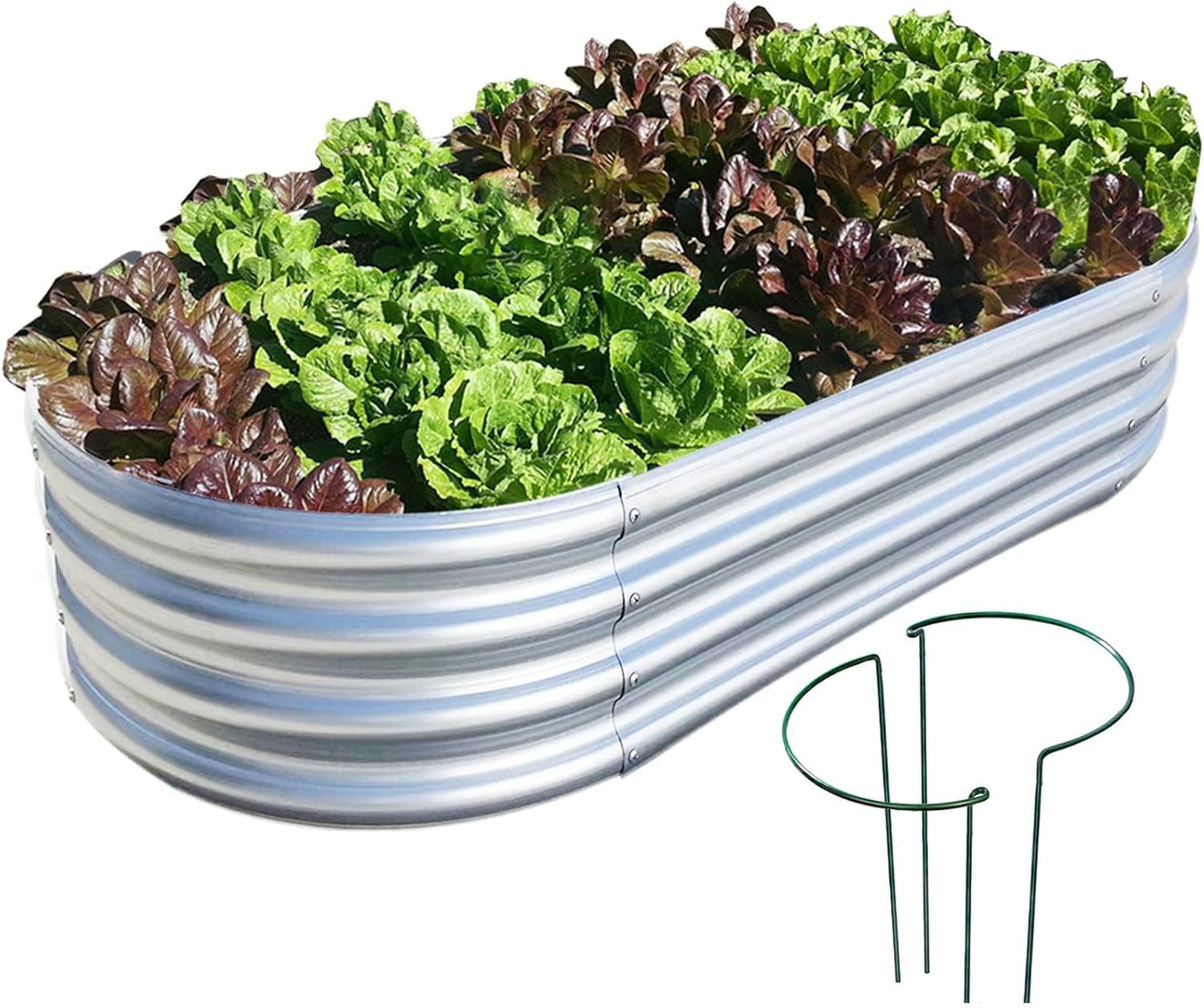 COATTOA Galvanized Raised Garden Bed, 5×3×1ft Raised Garden Boxes, Oval Outdoor Galvanized Gard... | Amazon (CA)