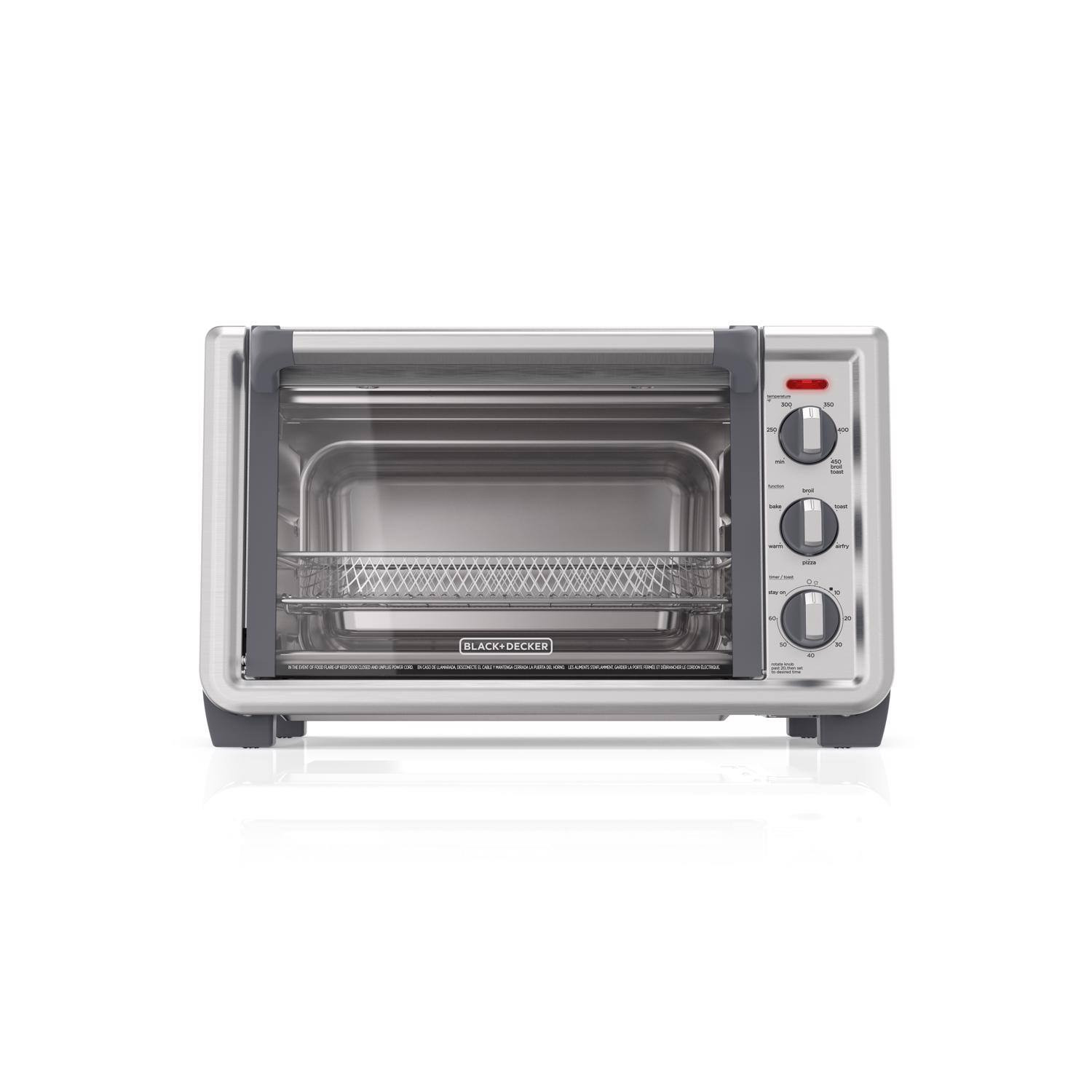 Black+Decker - Stainless Steel Black/Silver 6 slot Toaster Oven w/Air Fry 13 in. H X 15 in. W X 20 in - Black|Silver | Best Buy U.S.