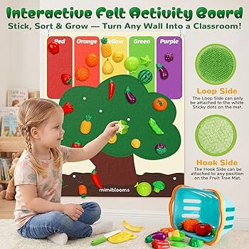 SOCBTNSO Pretend Play Food Set with Felt Tree Mat & Storage Basket: Kitchen Accessories Toys| Fru... | Amazon (US)
