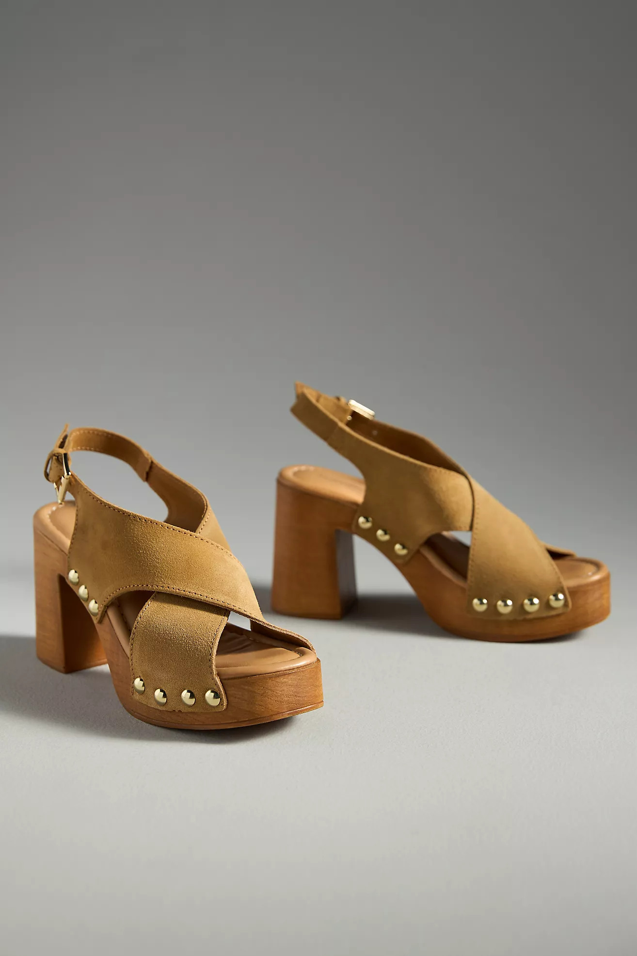 By Anthropologie Studded Wood-Bottom Platform Sandals | Anthropologie (US)