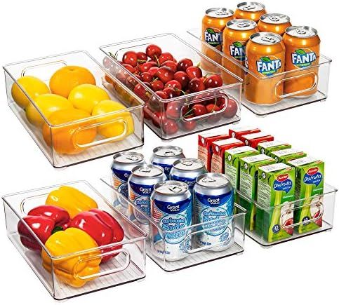 Ecowaare Plastic Storage Organizer Bins, 6 Pack Clear Stackable Food Storage Bins for Pantry,Refr... | Amazon (US)