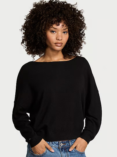 Knit Boatneck Sweater, Black, L - Women's Sweaters - Victoria's Secret | Victoria's Secret (US / CA )