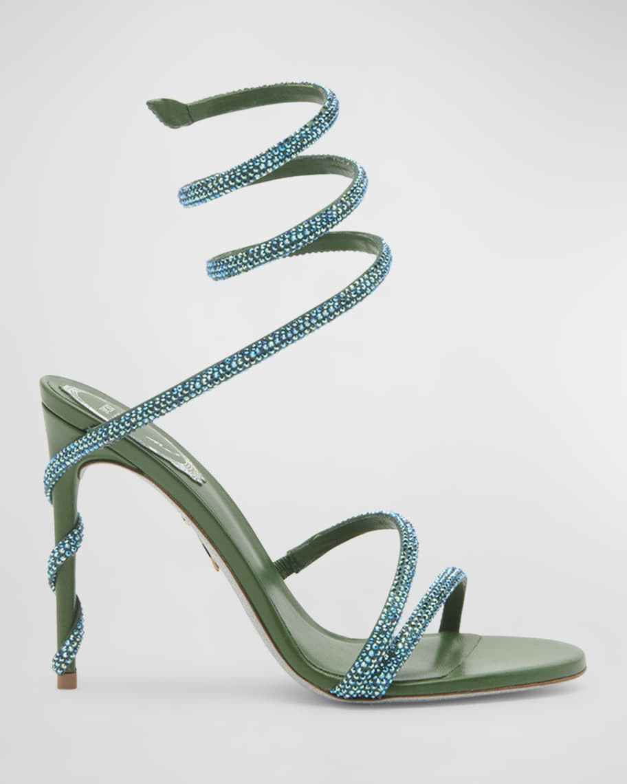 Rene Caovilla Snake-Wrap Strass Stiletto Sandals | Neiman Marcus