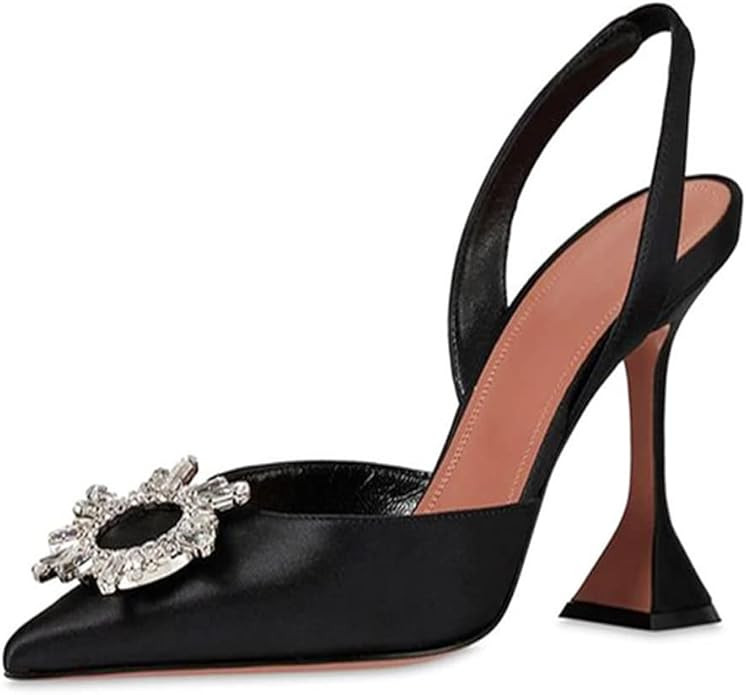 Arqa Women's High Heel Pumps Backless Slip-on Stilettos Rhinestone Sandals Satin Slingback Pump S... | Amazon (US)