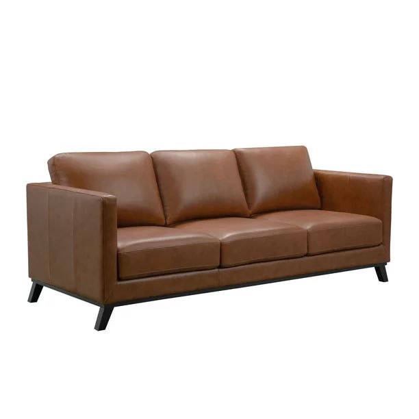 Devon & Claire Prado Mid-Century Top Grain Leather Sofa, Camel - Walmart.com | Walmart (US)