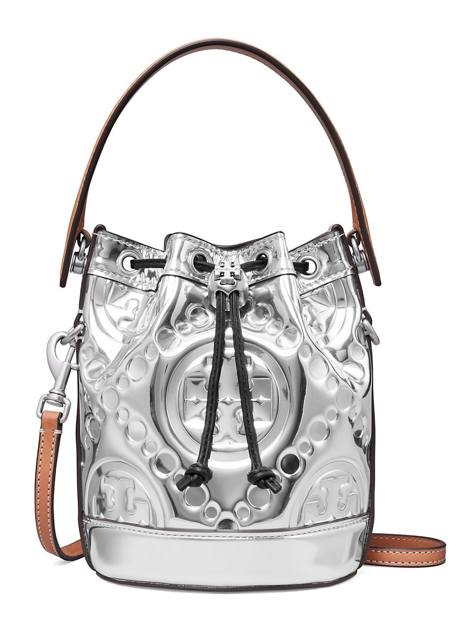 Mini T Monogram Embossed Metallic Bucket Bag | Saks Fifth Avenue