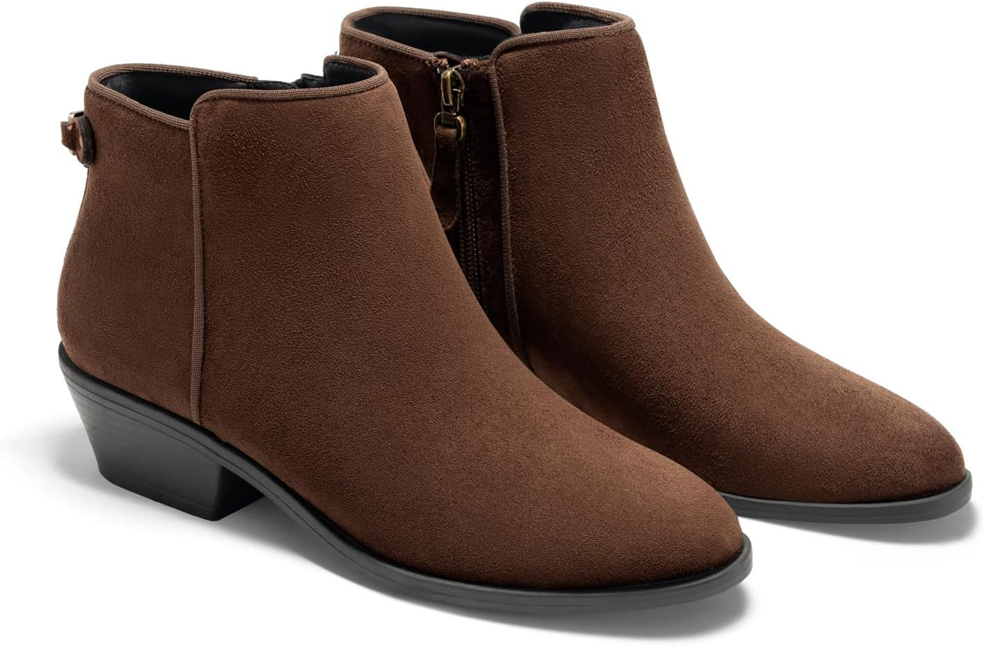 Coutgo Womens Ankle Boots Chunky Low Heel Side Zipper Fall Dress Booties | Amazon (US)