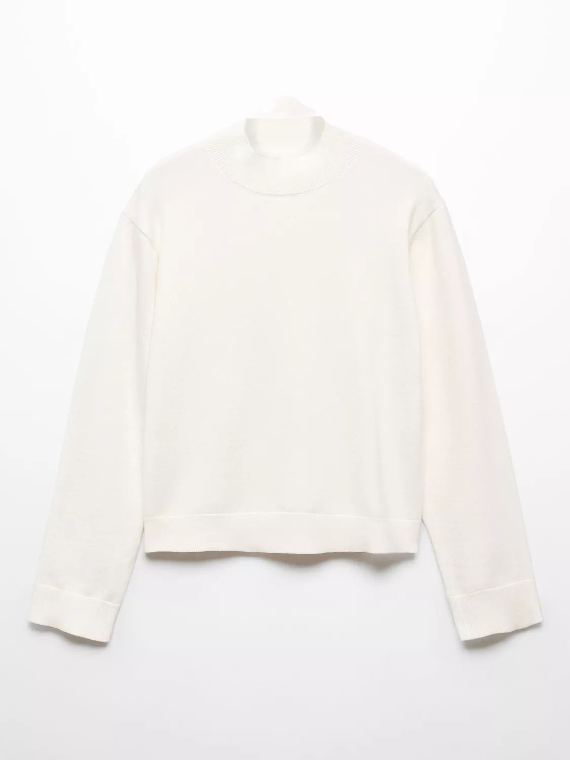 Mango Guita High Neck Fine Knit Jumper, Cream | John Lewis (UK)