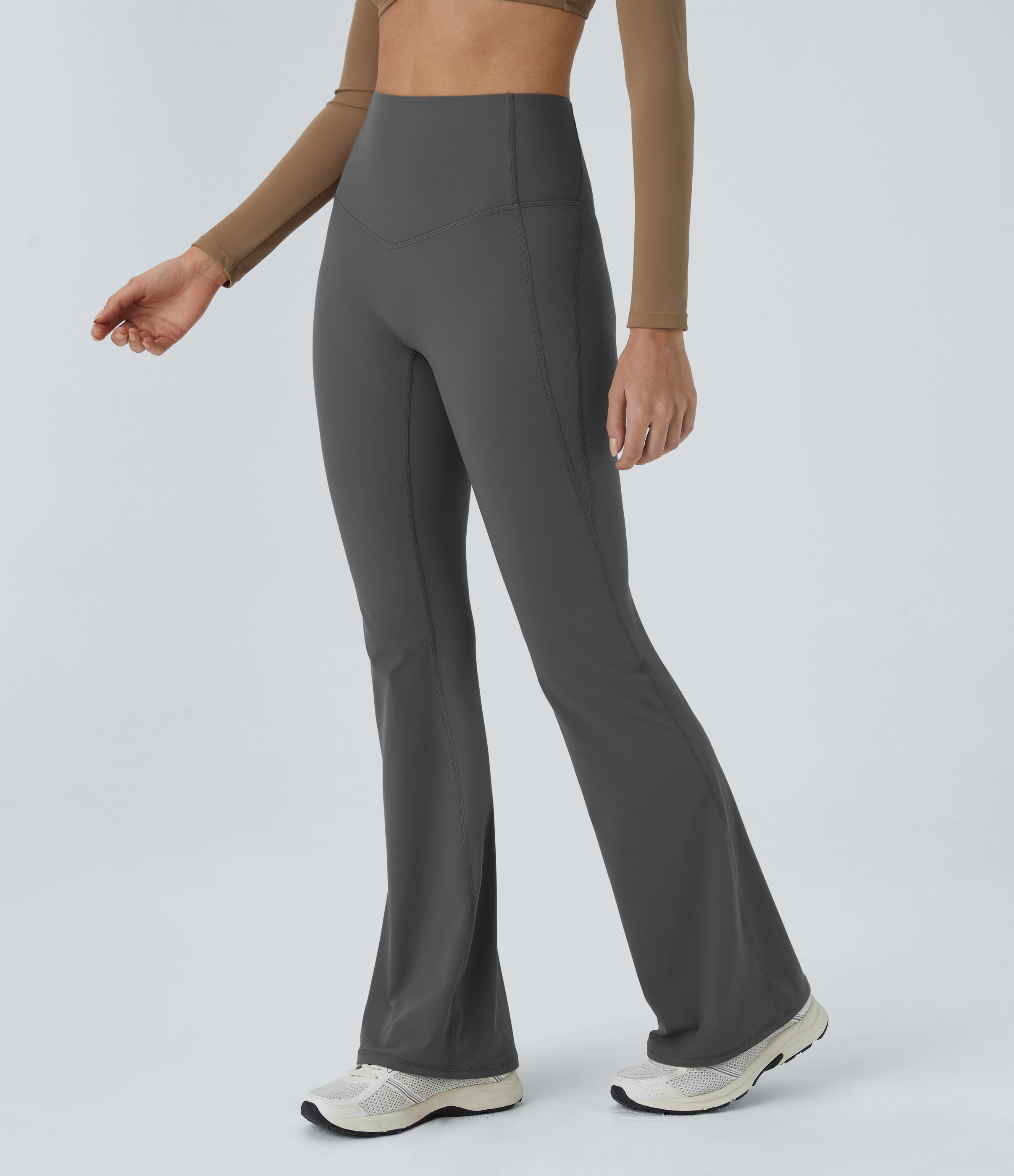 Halara Halara UltraSculpt™ SoCinched High Waisted Tummy Control Shaping Yoga Flare Leggings - Volcanic Ash - XS(regular) gym leggings | HALARA