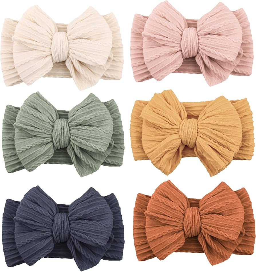 Niceye Handmade Baby Headbands Soft Stretchy Nylon Hair Bands with Bows for Newborn Infant Baby T... | Amazon (US)
