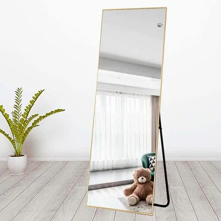 Carson Carrington Paaskynen Aluminum Alloy Full Length Floor Mirror - 59x20 - Gold | Bed Bath & Beyond
