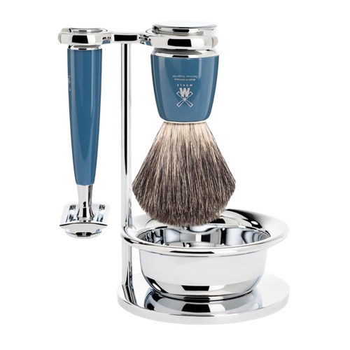Rytmo Petrol Blue 4 Pc. Pure Badger / Safety Razor Shaving Set | Ulta