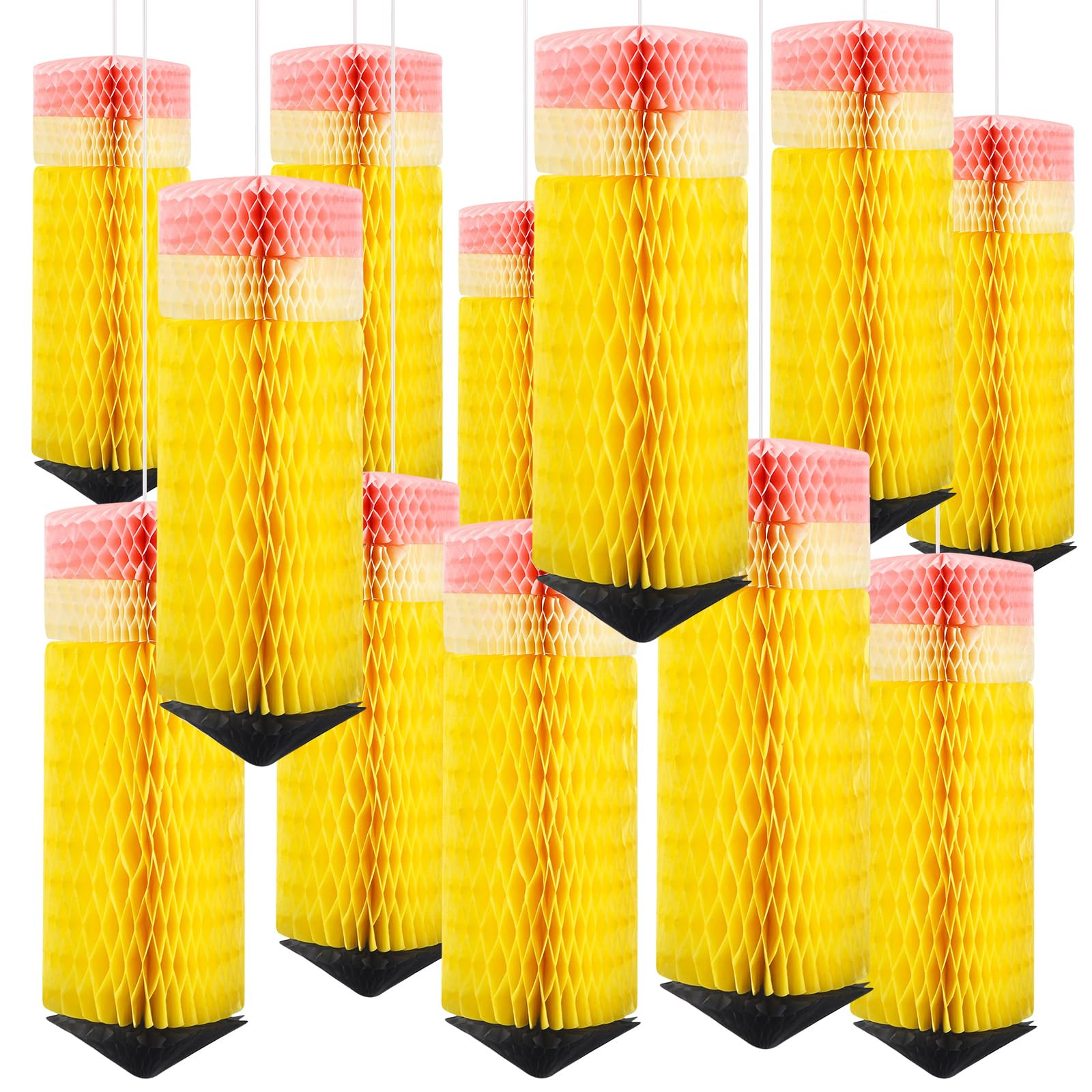 12 Pcs Pencil Hanging Honeycomb Back to School Decorations Classroom Paper Lanterns Ceiling Party... | Amazon (US)