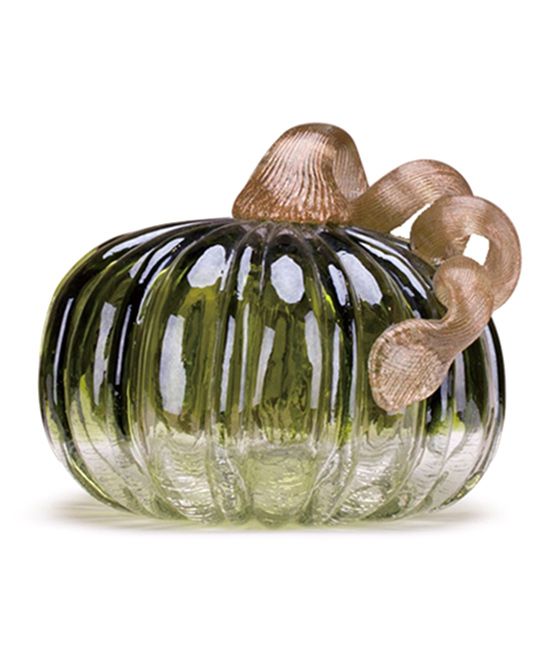 Glitzhome Collectibles and Figurines - Green Crackle Short Glass Pumpkin Decor | Zulily