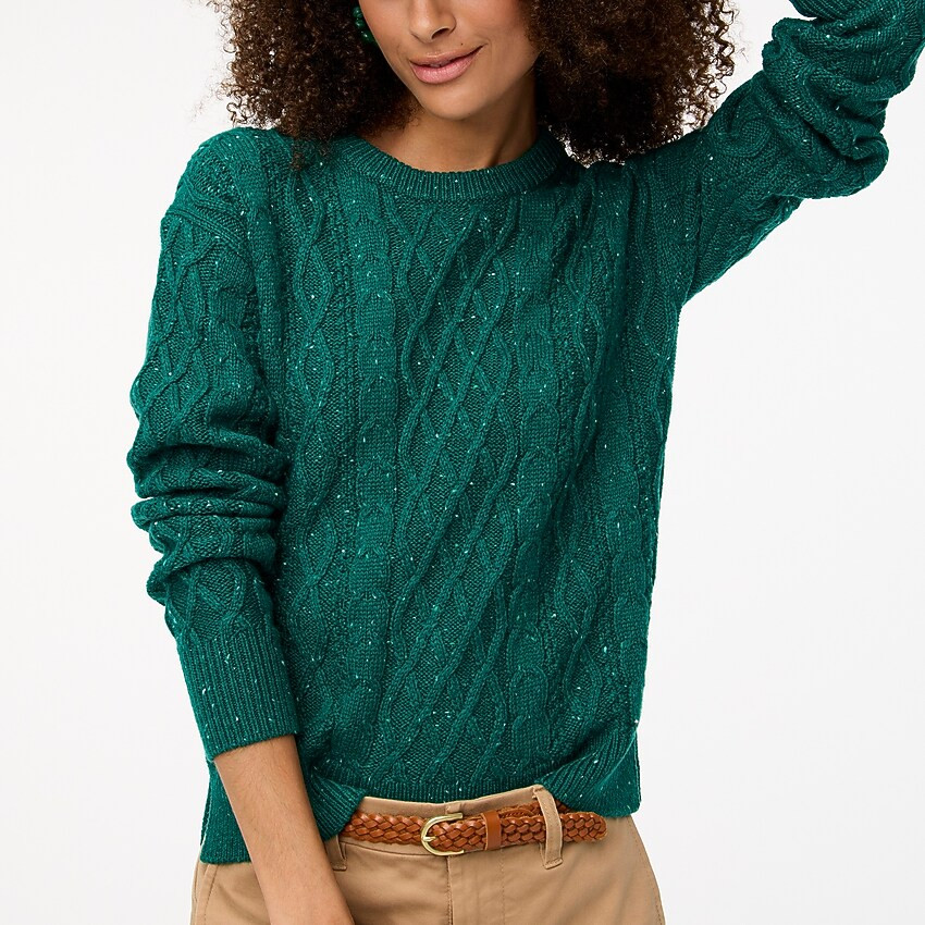 Donegal cable crewneck sweater | J.Crew Factory