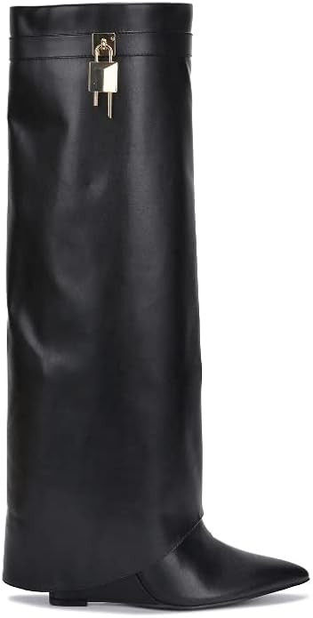 Cape Robbin Women's Pointed Toe Wedge Heel Knee High Boots Valeri | Amazon (US)