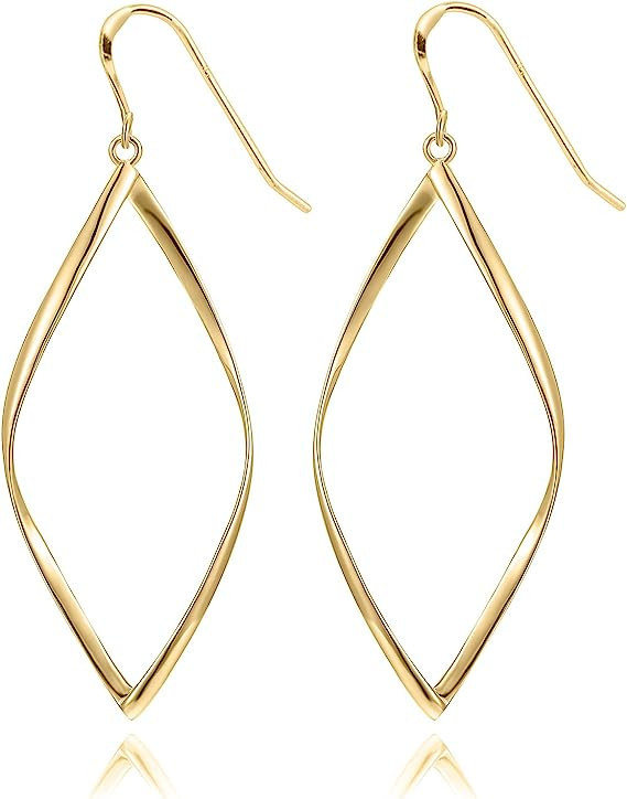 PAVOI 14K Gold Plated Dangle Earrings for Women | Infinity Cute Hanging Hoop Earrings | Amazon (US)