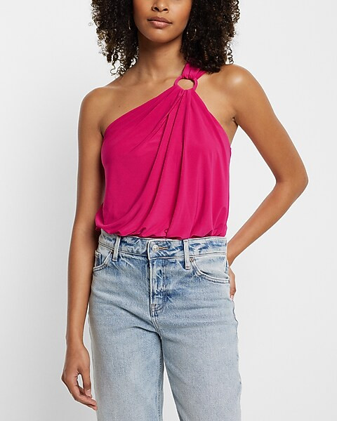 Skimming One Shoulder O-Ring Thong Bodysuit | Express