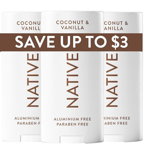 Native Deodorant Contains Naturally Derived Ingredients, 72 Hour Odor Control | Deodorant for Women and Men, Aluminum Free with Baking Soda, Coconut Oil and Shea Butter | Coconut & Vanilla, 3-Pack | Amazon (US)