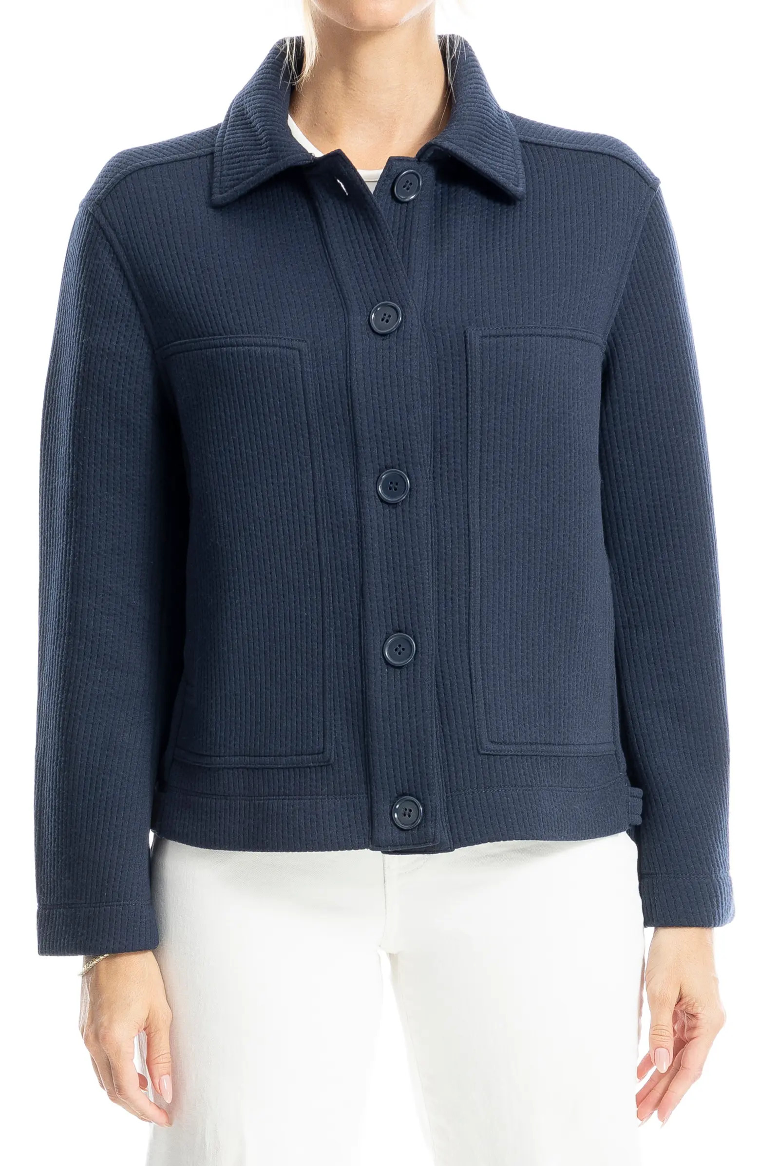 MAX STUDIO Ribbed Crop Shirt Jacket | Nordstromrack | Nordstrom Rack