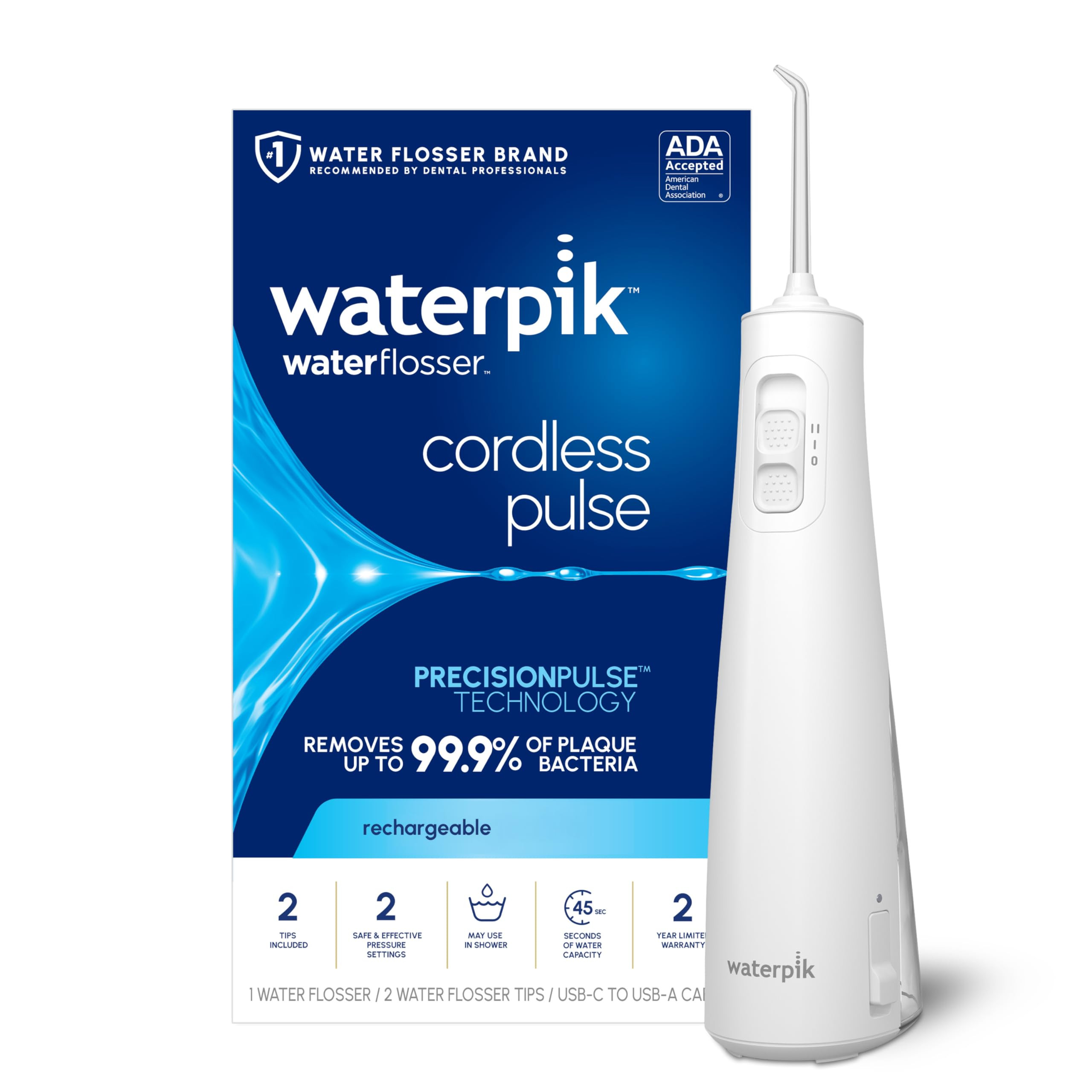 Waterpik Cordless Pulse Rechargeable Portable Water Flosser for Teeth, Gums, Braces Care and Trav... | Amazon (US)