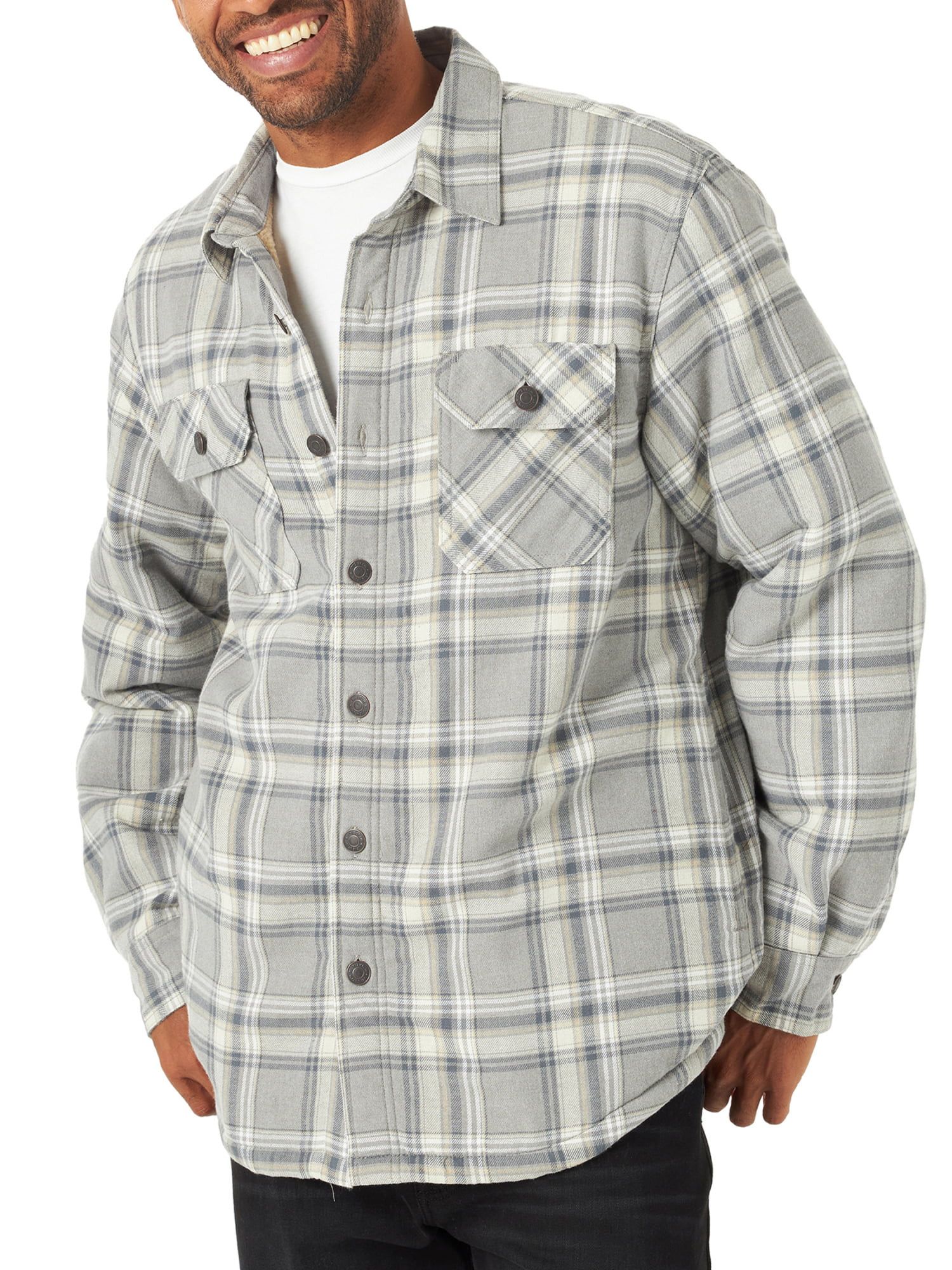 Wrangler Men's Heavyweight Sherpa-Lined Shirt Jacket - Walmart.com | Walmart (US)