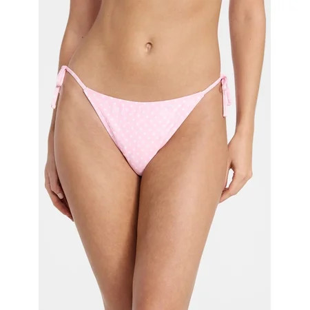 No Boundaries Femme Polka Dot Print Side Tie Bikini Bottoms Women’s XXS-XXL | Walmart (US)