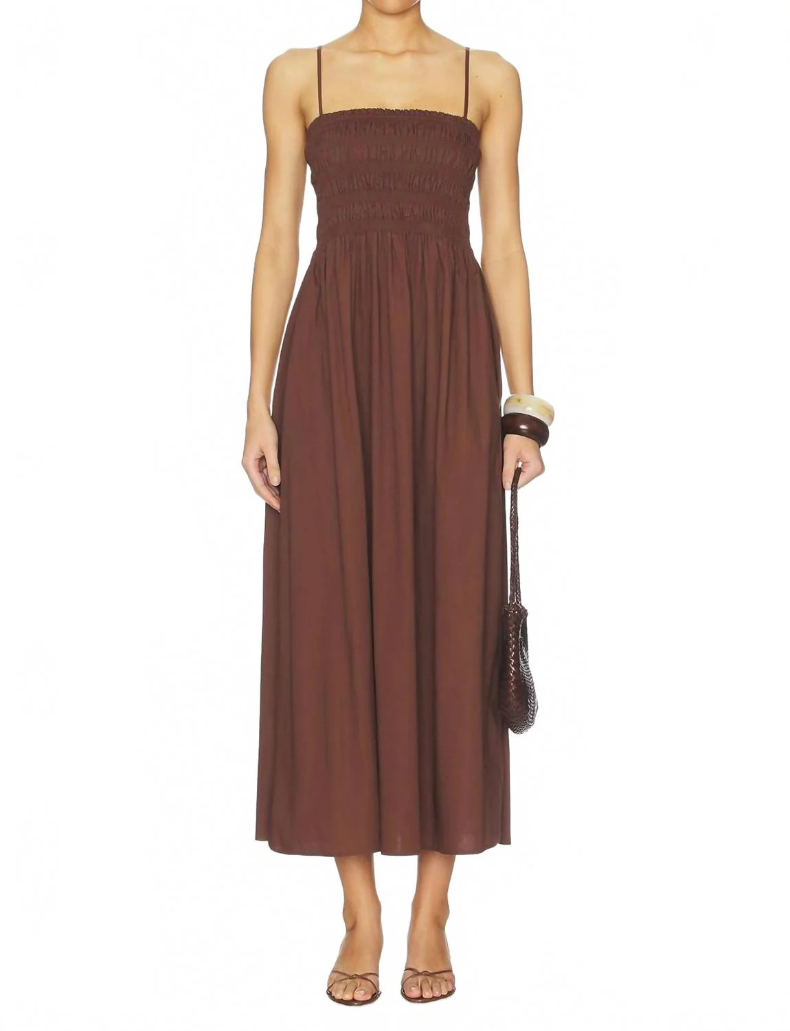 Bianca Shirred Bodice Dress In Bruna | Shop Simon