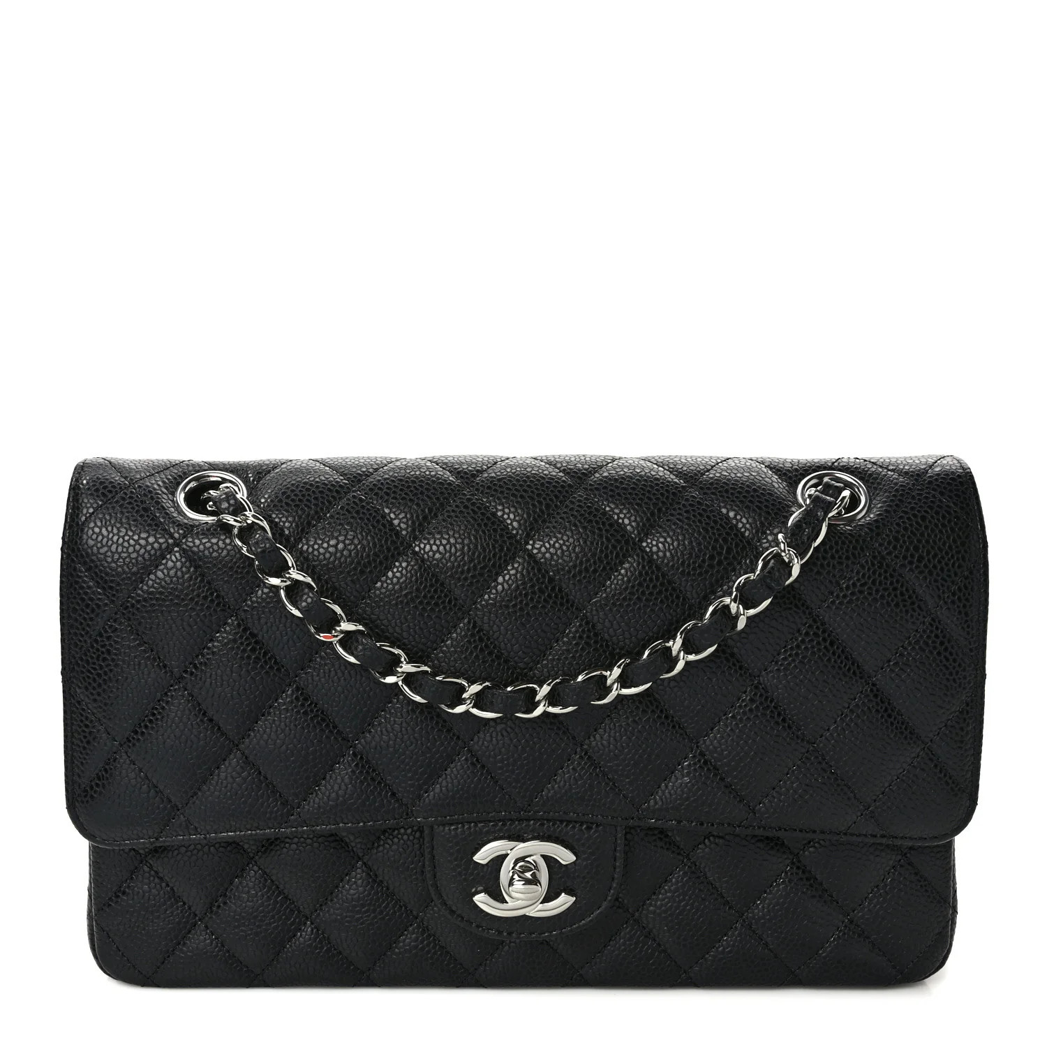 Caviar Quilted Medium Double Flap Black | FASHIONPHILE (US)