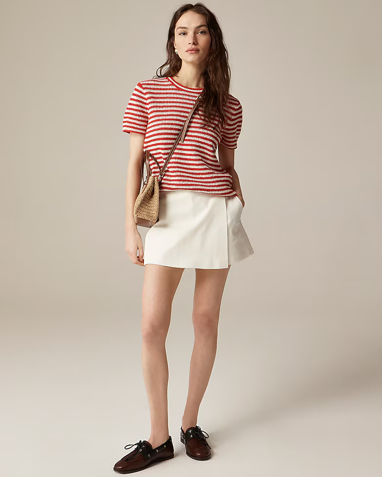 Wrap-front skort in bi-stretch cotton blend | J. Crew US