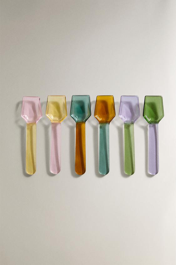 PACK OF MULTICOLORED BOROSILICATE GLASS ICE CREAM SPOONS (PACK OF 6) | Zara US
