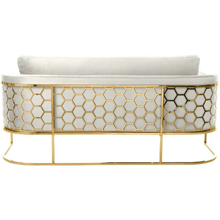Meridian Furniture Casa Cream Velvet Sofa with Gold Iron Metal Base | Walmart (US)