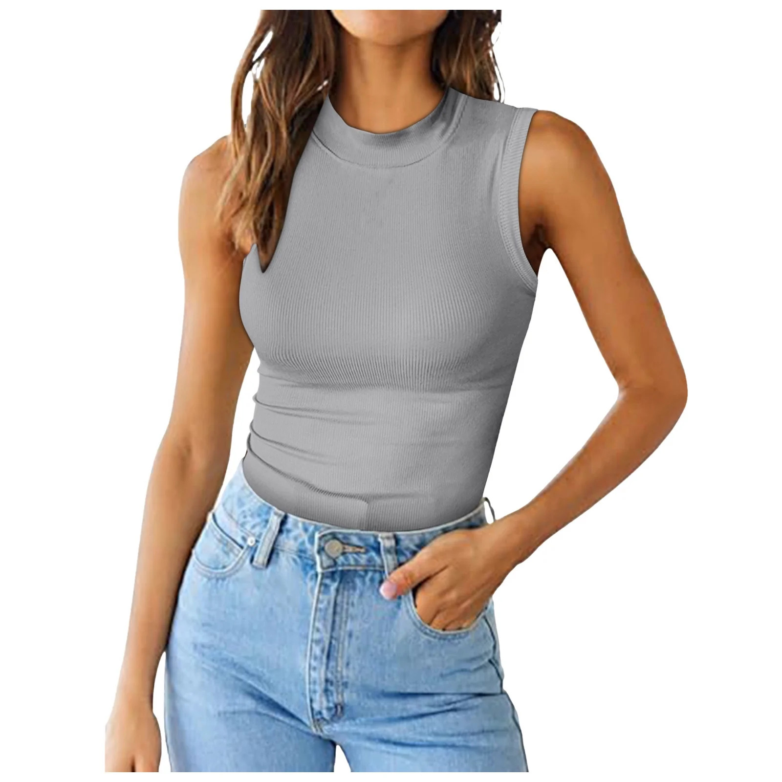aDJFDGT Summer Womens Shirts 3/4 Sleeve Dressy Womens Tank Tops 2024 Summer Slim Fitted Tops Casu... | Walmart (US)