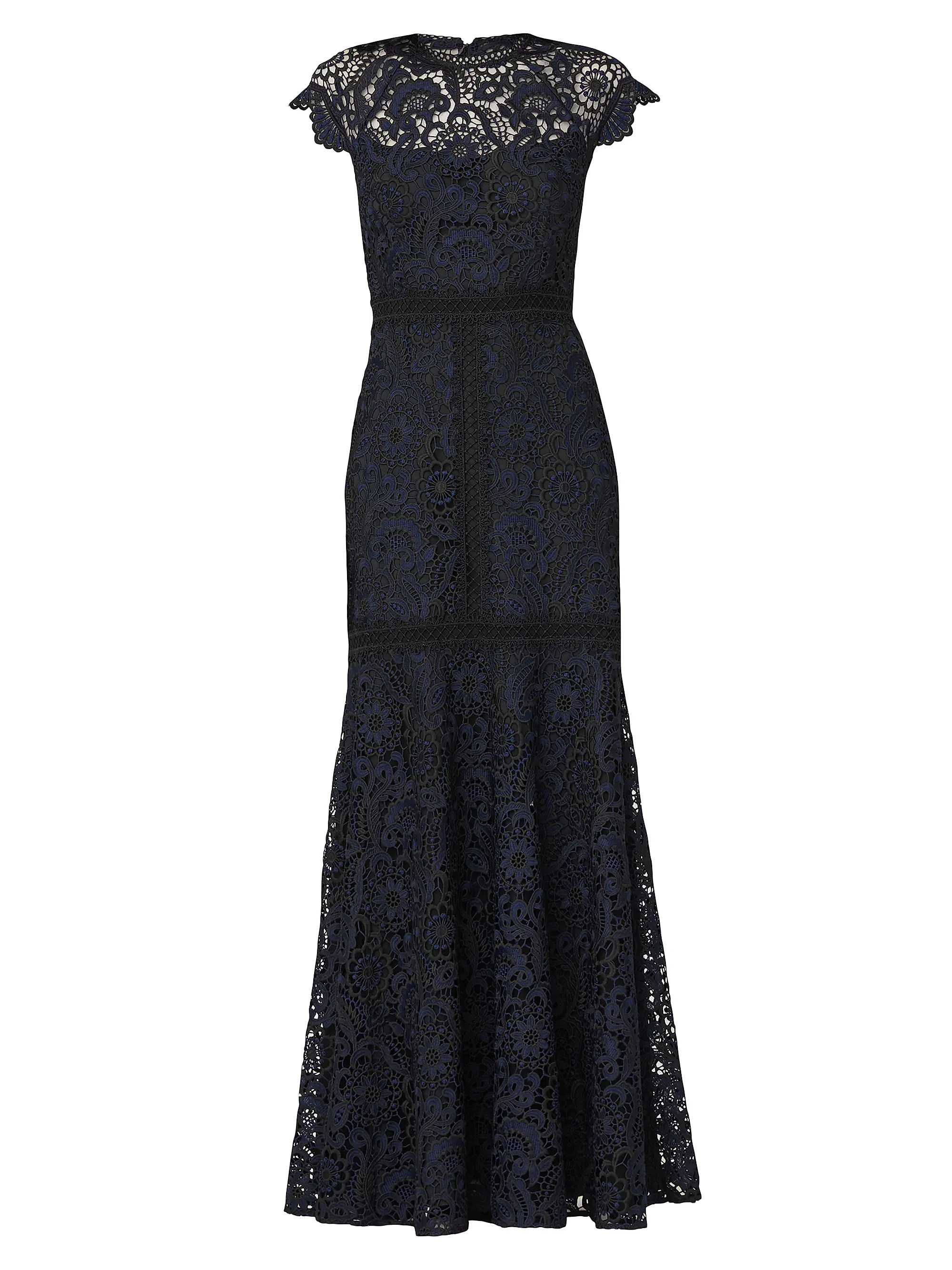 Carlotta Lace Cap-Sleeve Gown | Saks Fifth Avenue