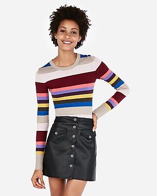 Express Womens Stripe Crew Neck Sweater Stripe Women's Xxs Stripe XXS | Express