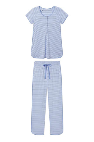 Pima Maternity Short-Long Set in Hydrangea | Lake Pajamas