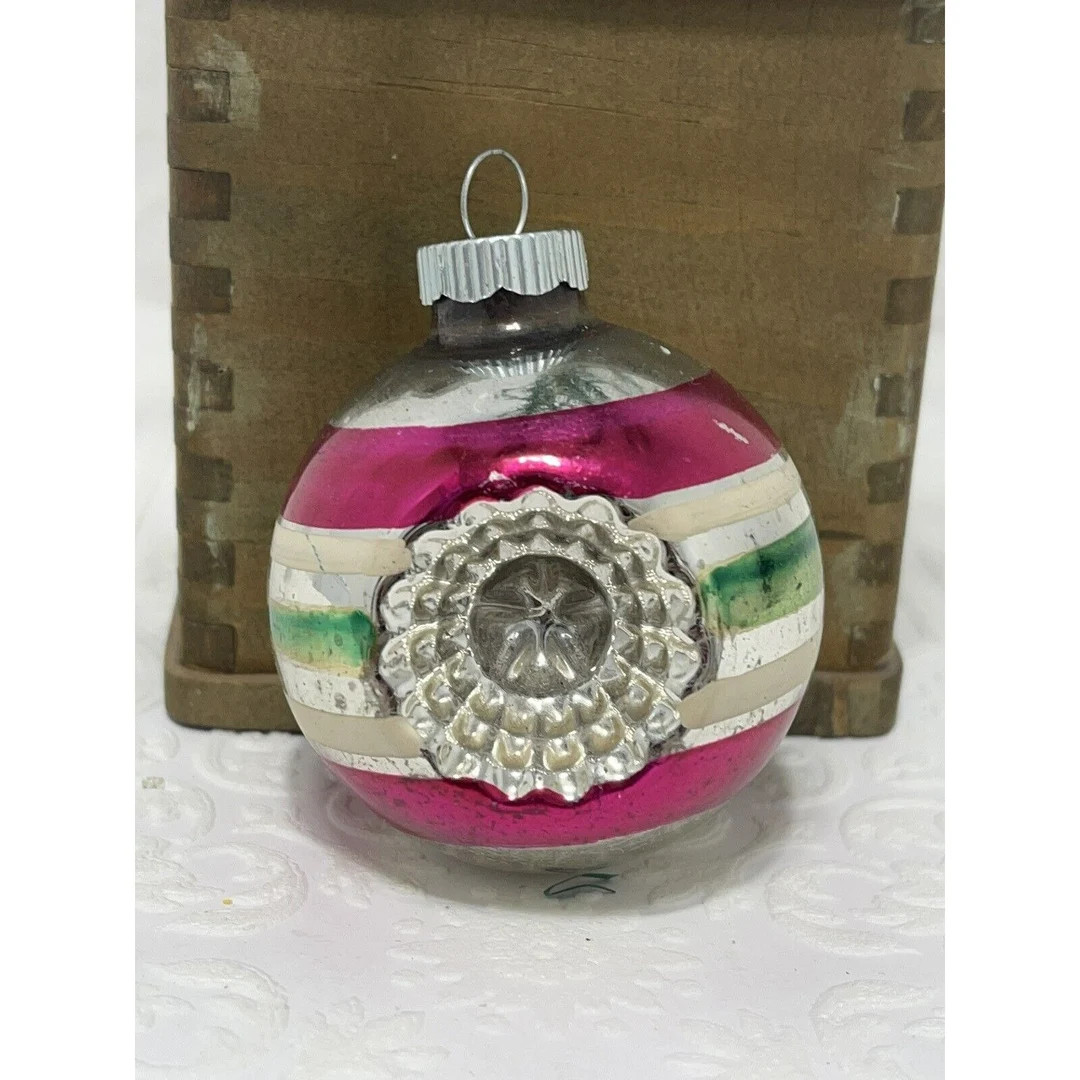 VINTAGE SHINY BRITE Double Indent Pink Ornament 2 1/2 Pink - Etsy | Etsy (US)