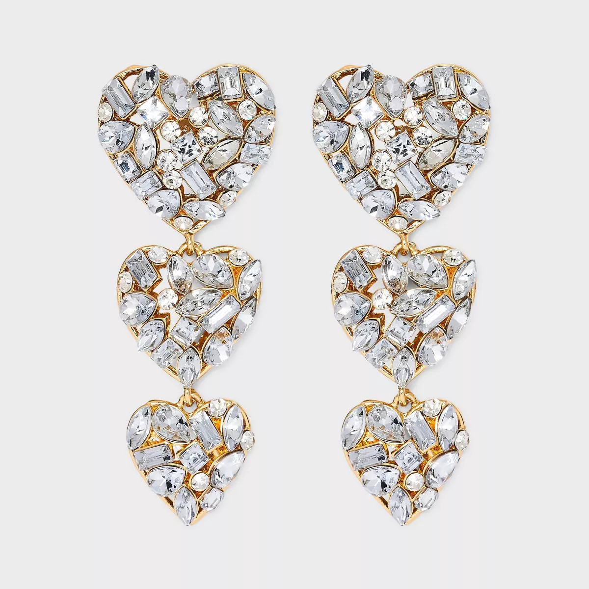 SUGARFIX by BaubleBar "Crystal Cluster Heart" Statement Drop Earrings - Gold | Target