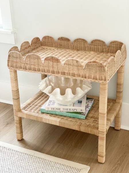 Love this woven / scallop table - it would also make a fun bar cart! 

#LTKhome #LTKstyletip