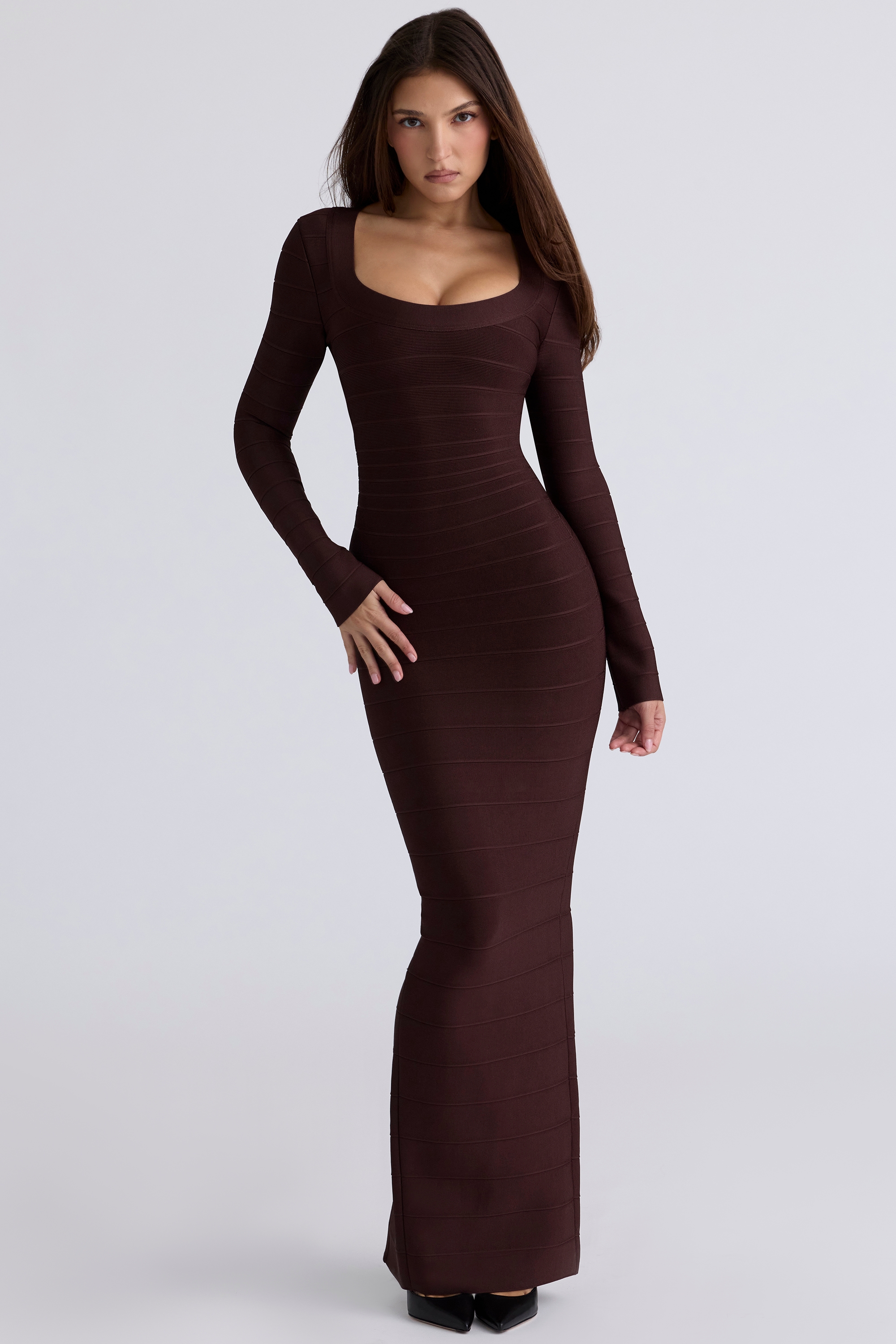 chocolat long sleeve bandage maxi dress | House of CB