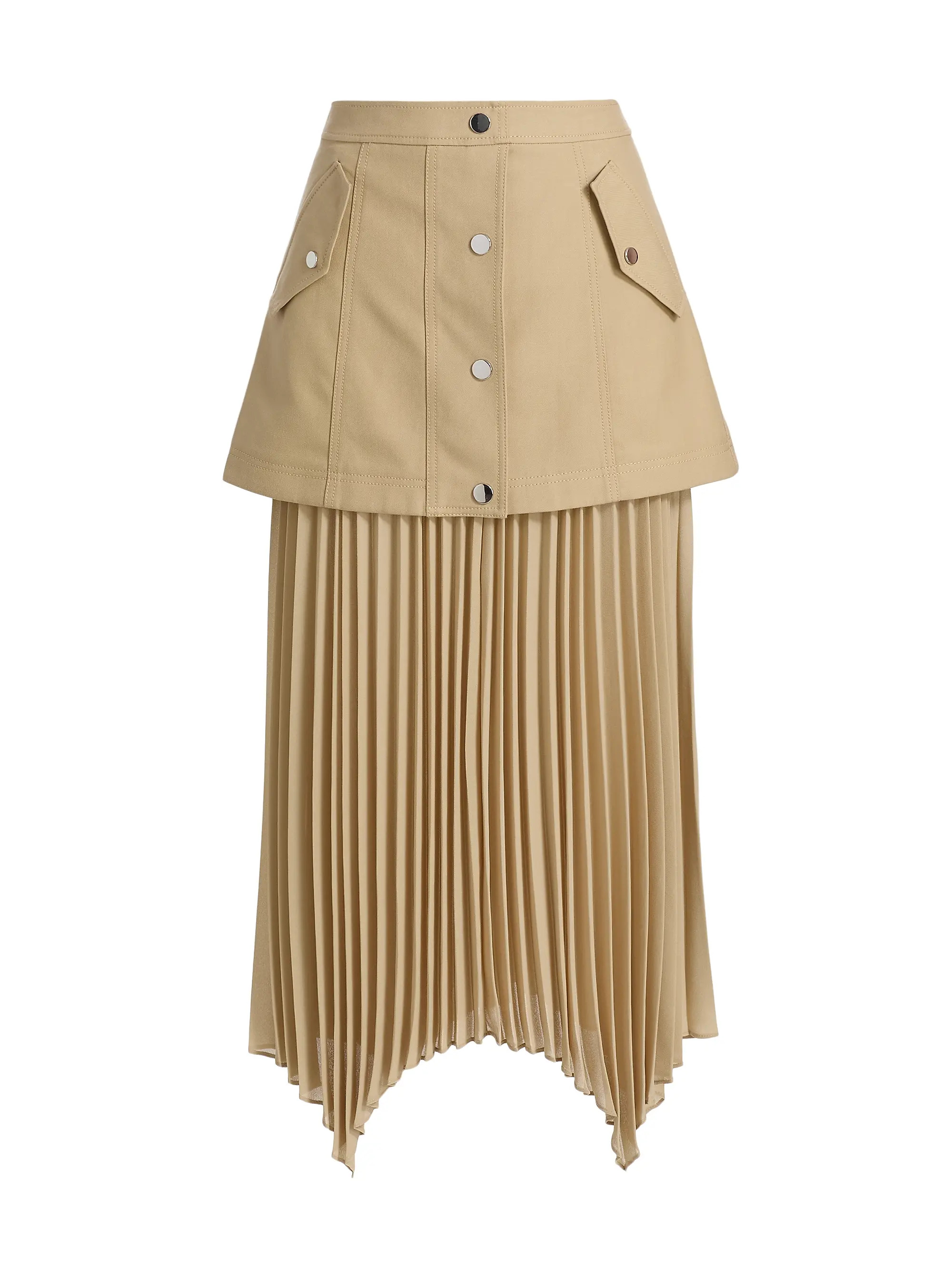 Patricka Mixed Media Pleated Midi-Skirt | Saks Fifth Avenue