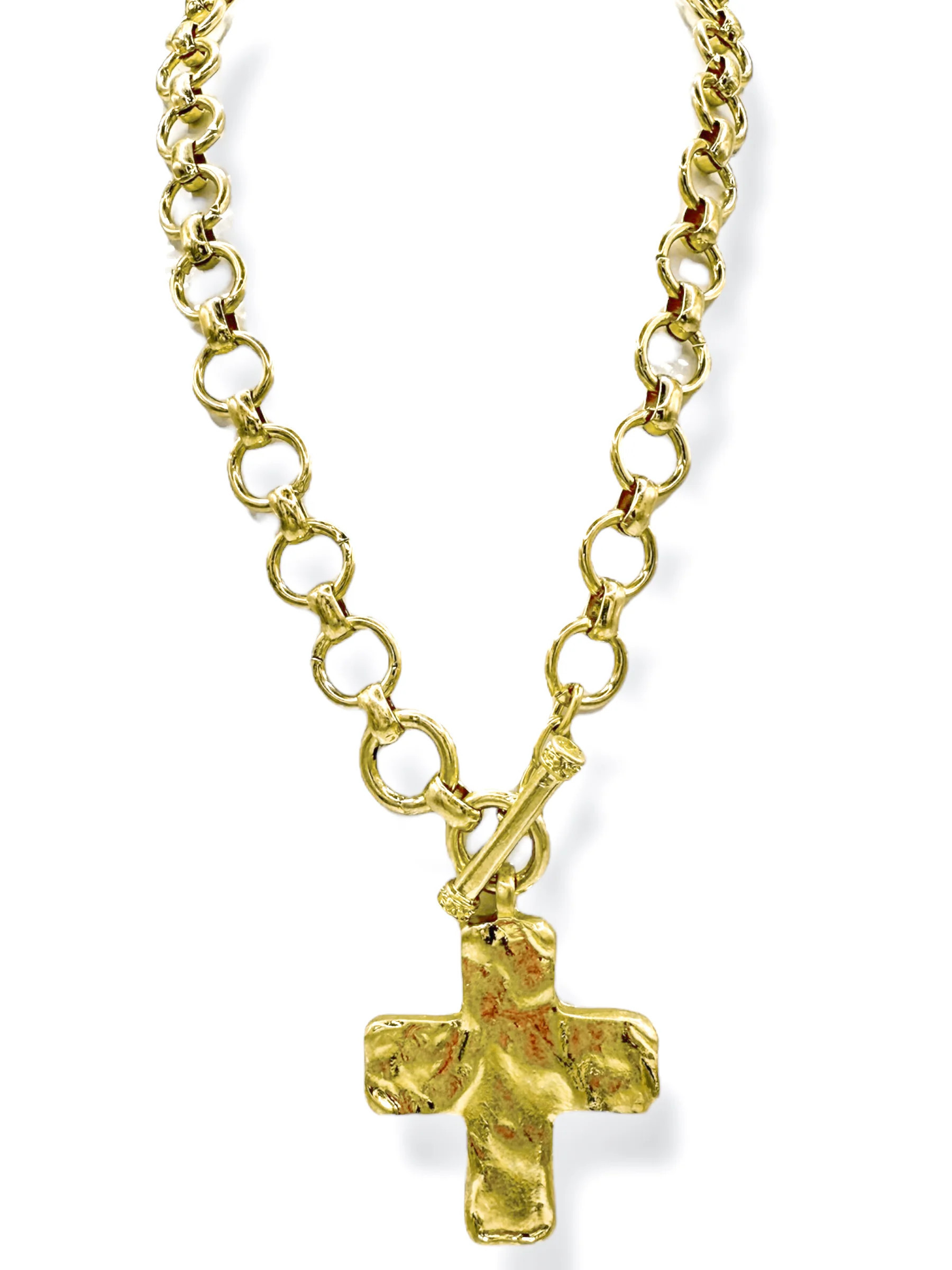 Whitney Gold Cross & Chain Toggle Necklace | The Willow Tree