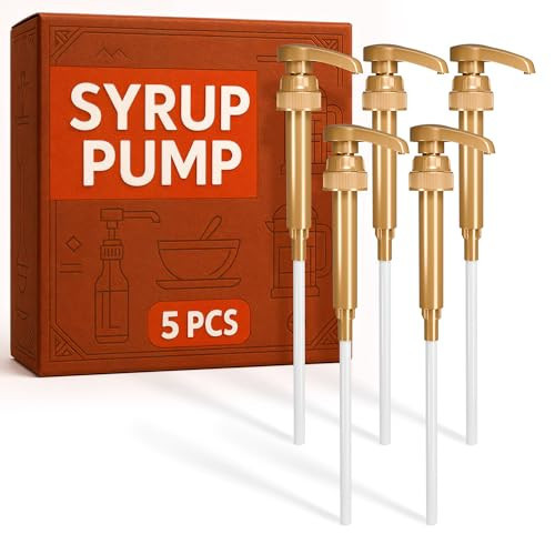 5 PCs Coffee Syrup Pump Dispenser - 9.25" Closed/11.54" Open Coffee Syrup Dispenser Pump - Lockable Mechanism, Fits Various 25.4 oz Bottles, Easy to Use & Clean, Suitable for Liquids & Pastes | Amazon (US)