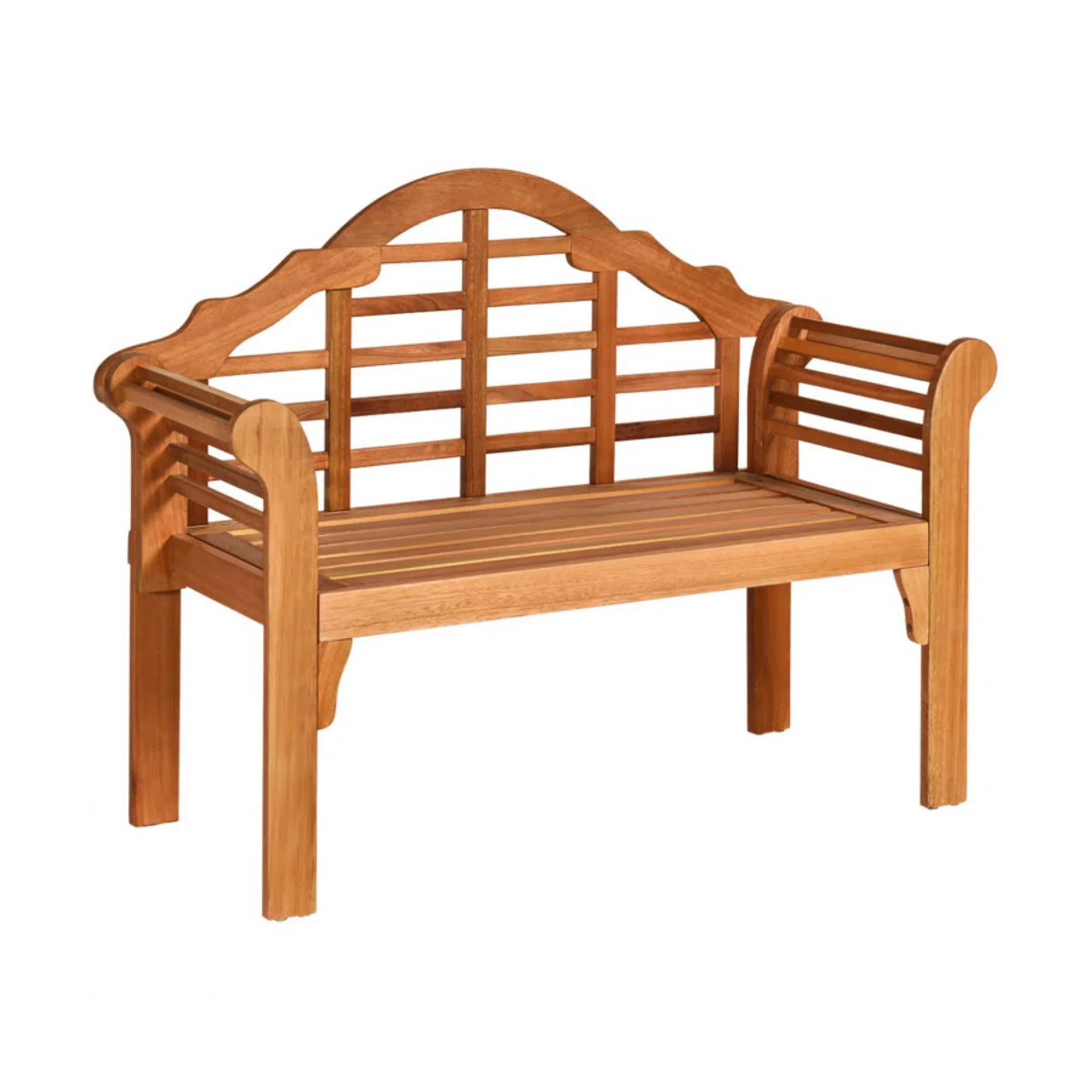 Earnest Outdoor 49 Inch Eucalyptus Wood Folding Bench with Backrest And Armrest | Wayfair North America