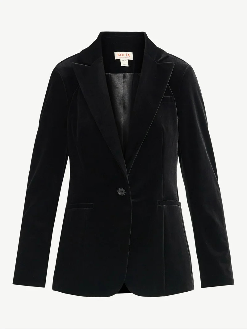 Sofia by Sofia Vergara Women's and Women's Plus Size Single Breasted Velvet Blazer, Sizes XS-4X | Walmart (US)
