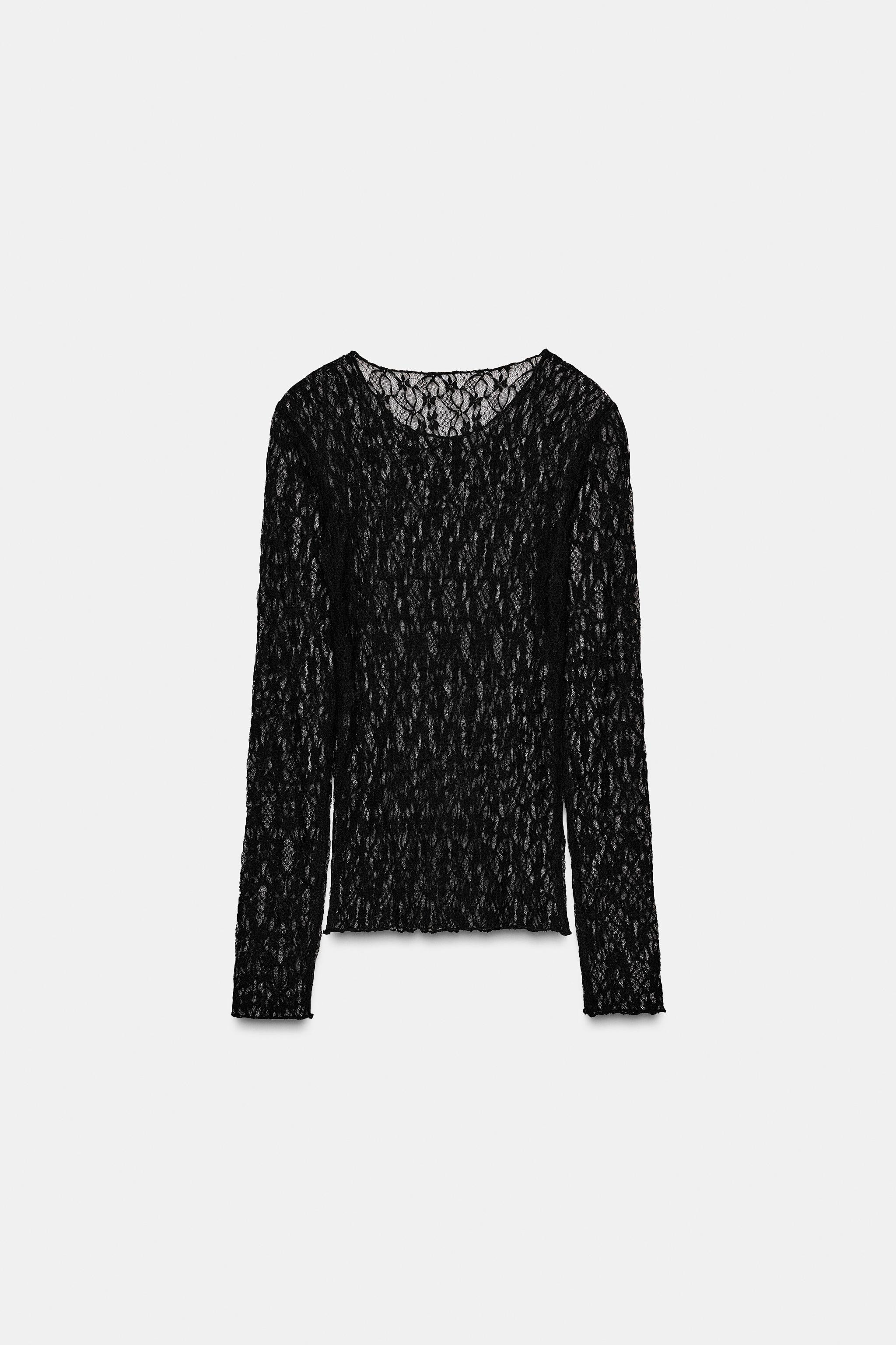 LONG SLEEVE LACE TOP | Zara US